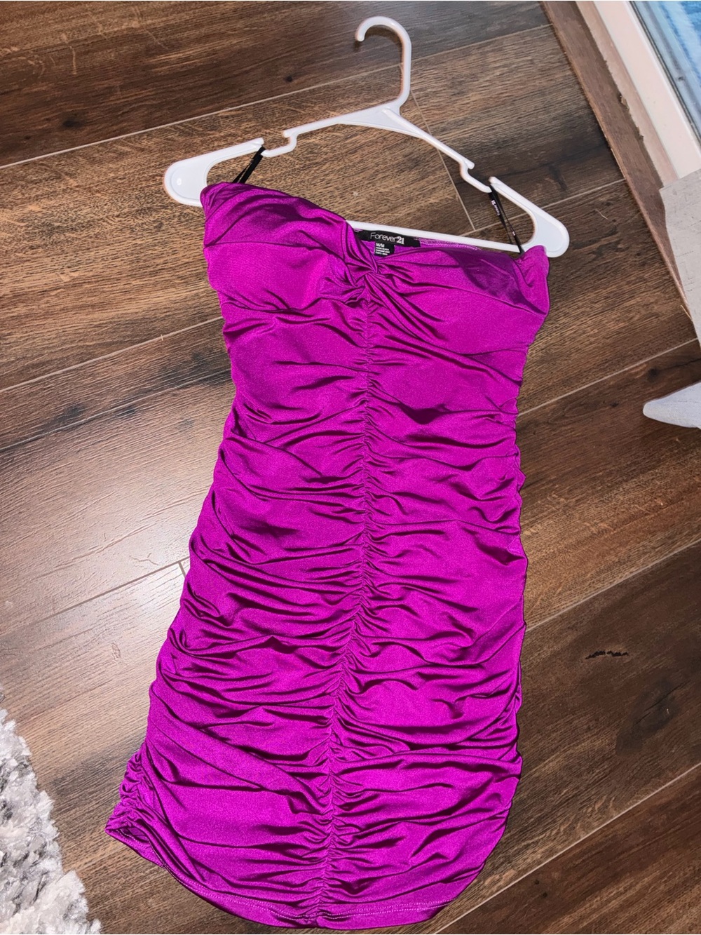 Forever 21 Fuchsia Ruched Strapless Mini Dress